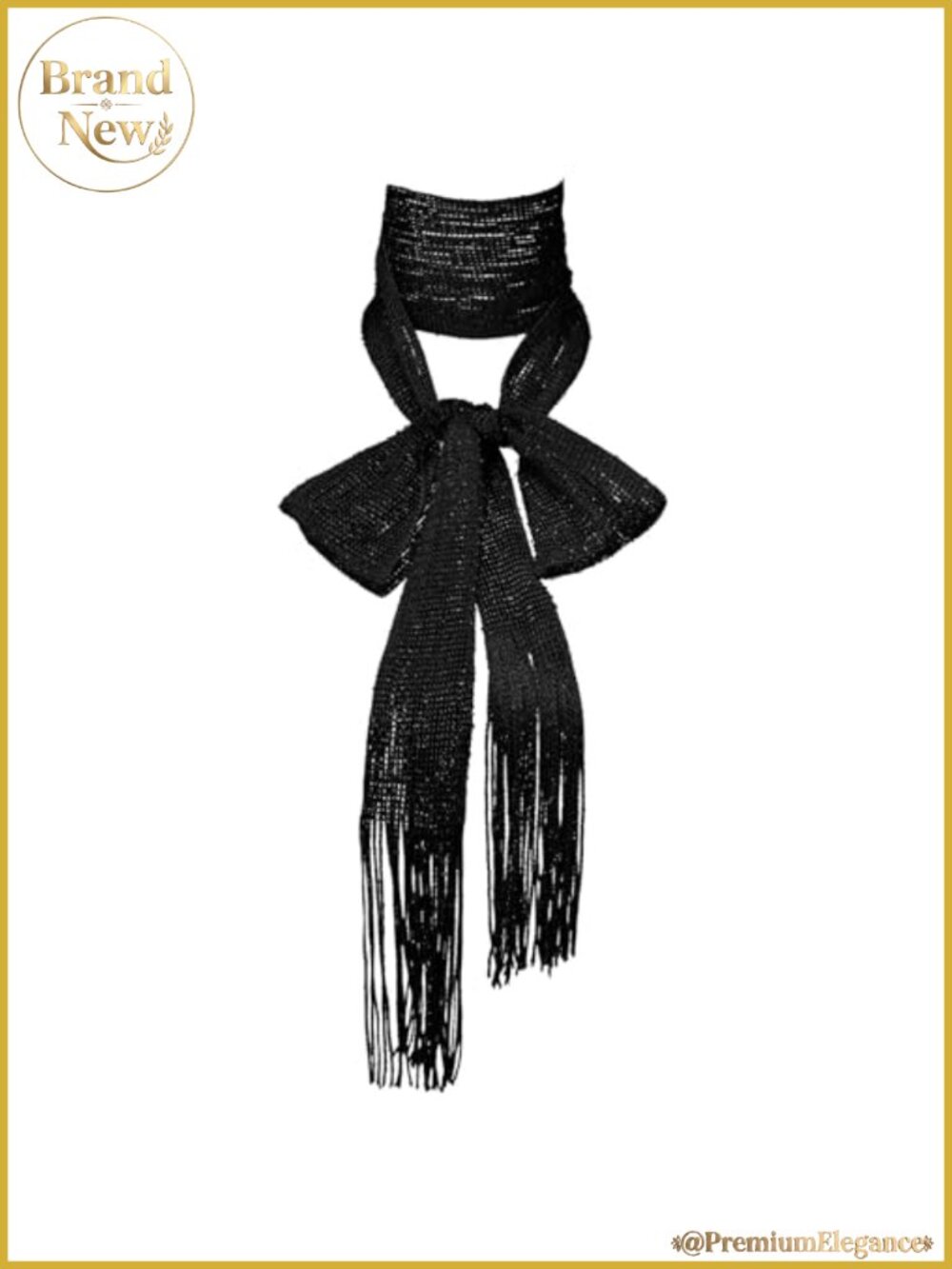 Women's Glitter Fringe Skinny Scarf Long Polyester Party Scarf